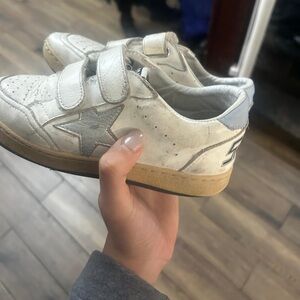 Golden Goose Cream and Silver Kids Sneakers